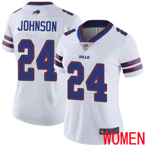 Women Buffalo Bills 24 Taron Johnson White Vapor Untouchable Limited Player NFL Jersey